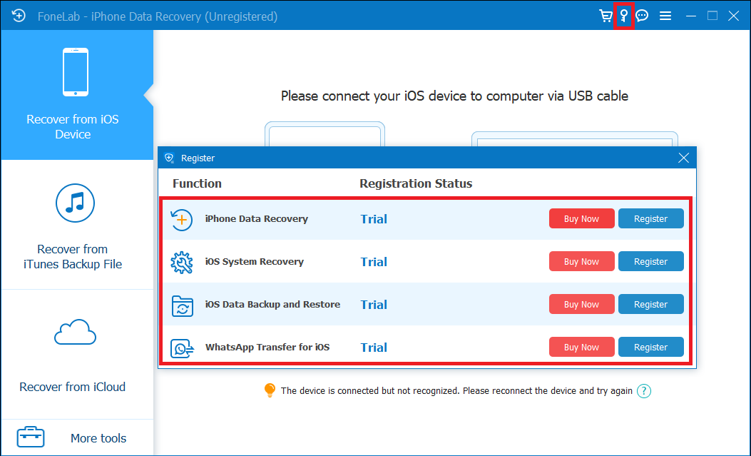 Aiseesoft - FoneLab iPhone Data Recovery License Activation ScreenShot