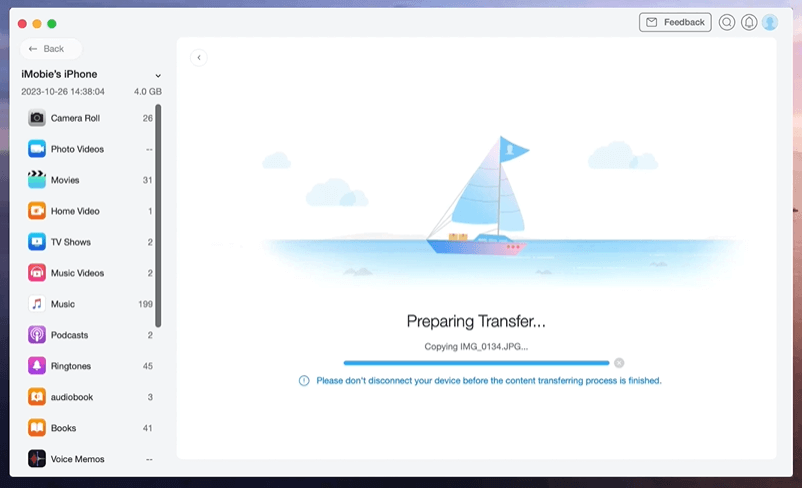 AnyTrans Preparing Transfer