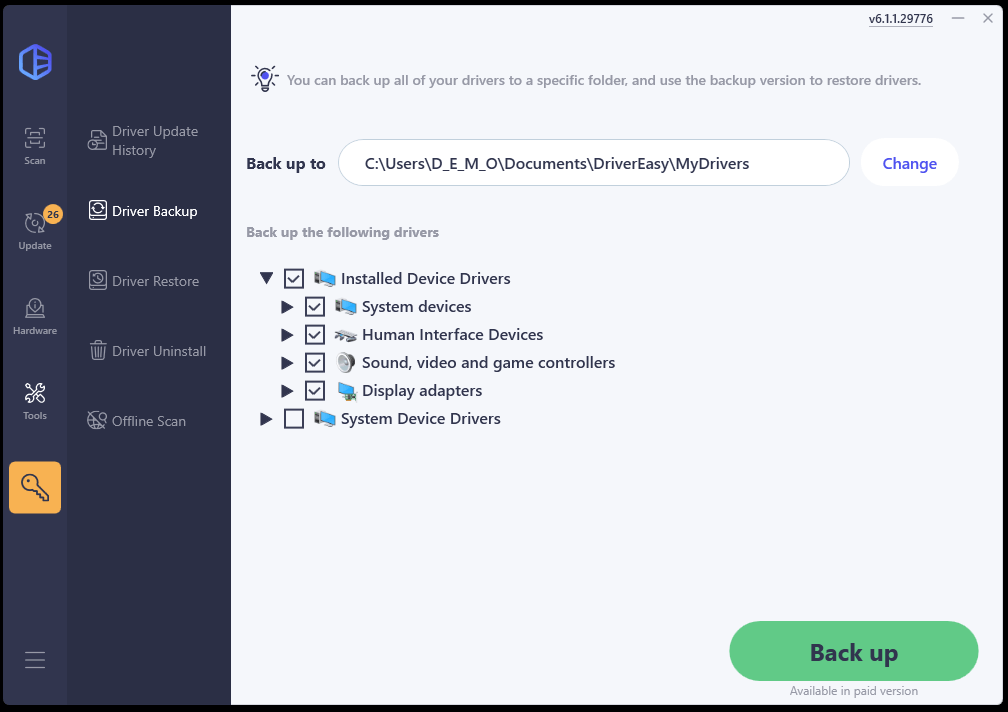 Driver Easy Pro Driver Backup ScreenShot