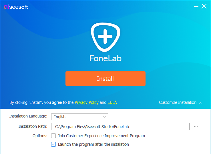 Aiseesoft - FoneLab iPhone Data Recovery Install ScreenShot