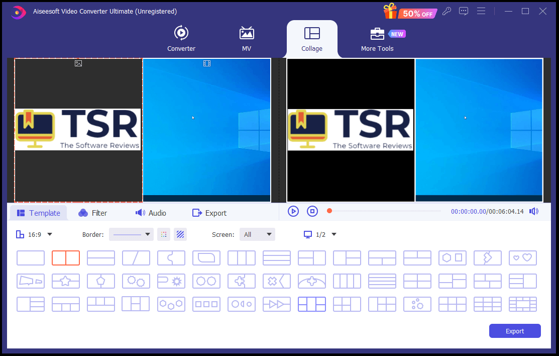 Aiseesoft Video Converter Ultimate Collage Section