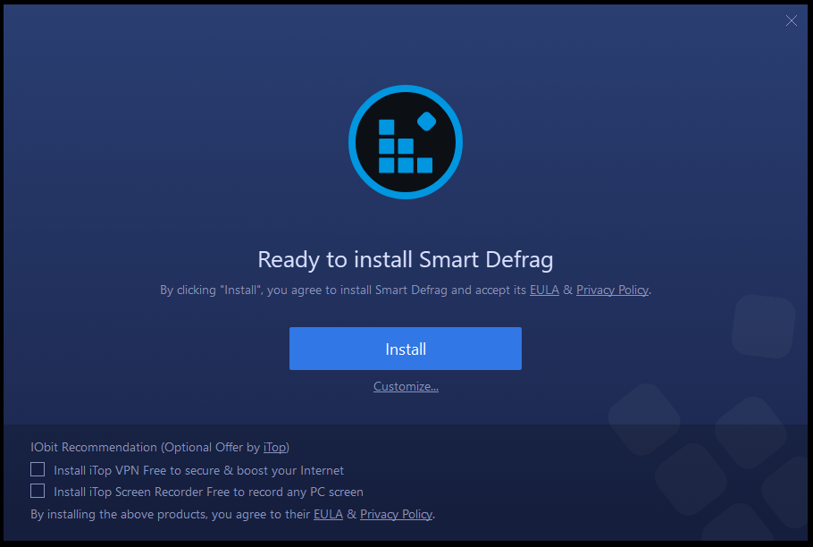iObit Smart Defrag Install