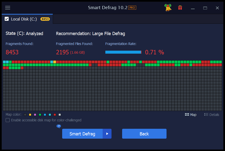 iObit Smart Defrag PRO HHD / SSD Analyze
