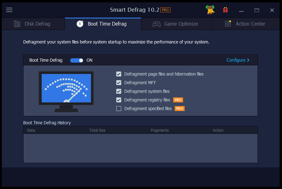 iObit Smart Defrag PRO Boot Time Defrag