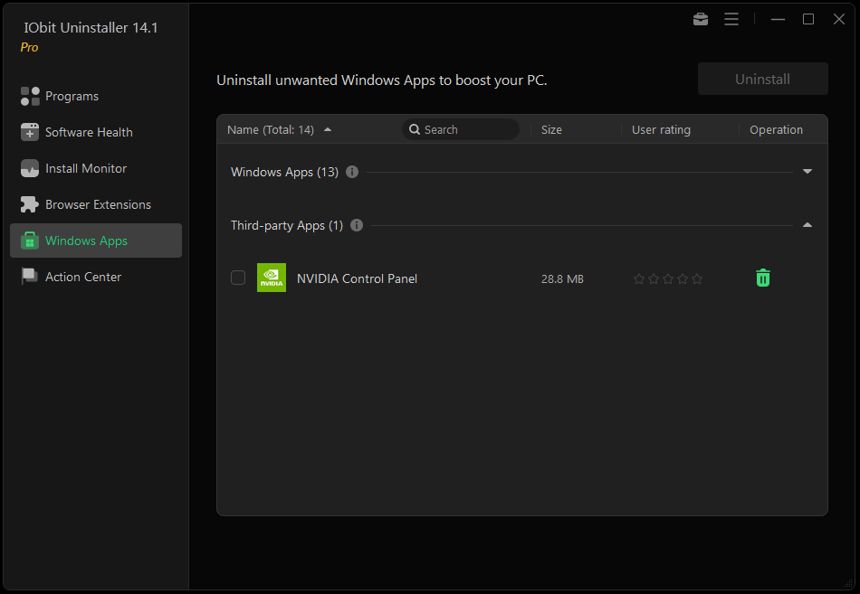 IObit Uninstaller PRO Windows Apps