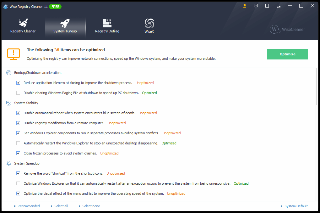 Wise Registry Cleaner Pro - System Tuneup