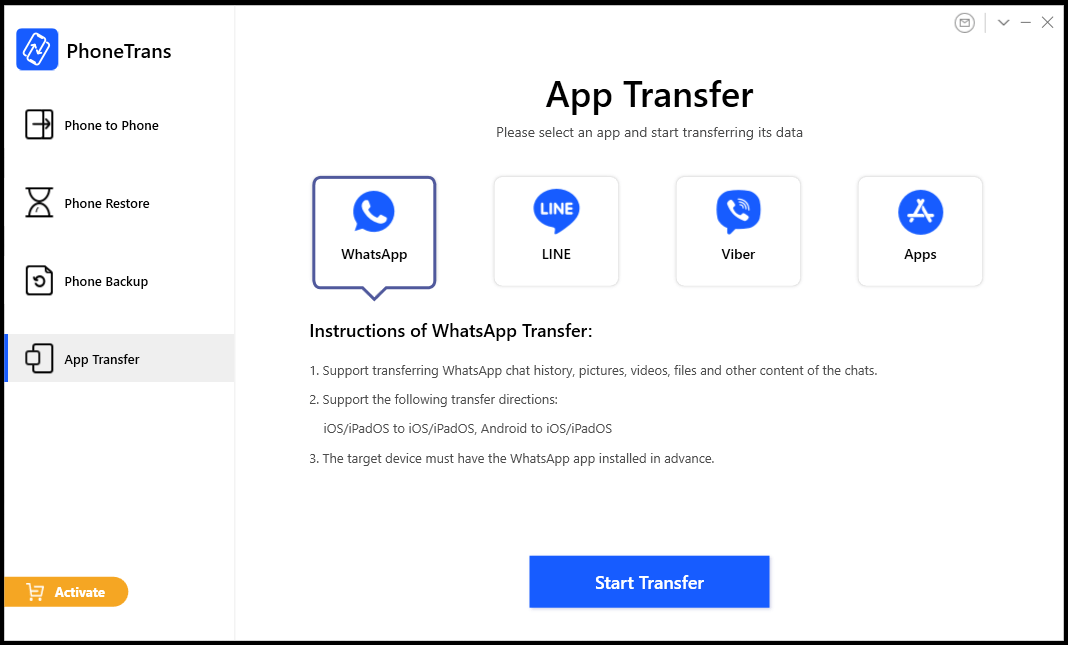 iMobie PhoneTrans App Transfer