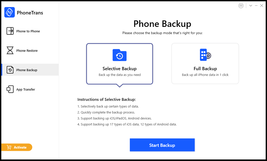 iMobie PhoneTrans Phone Backup