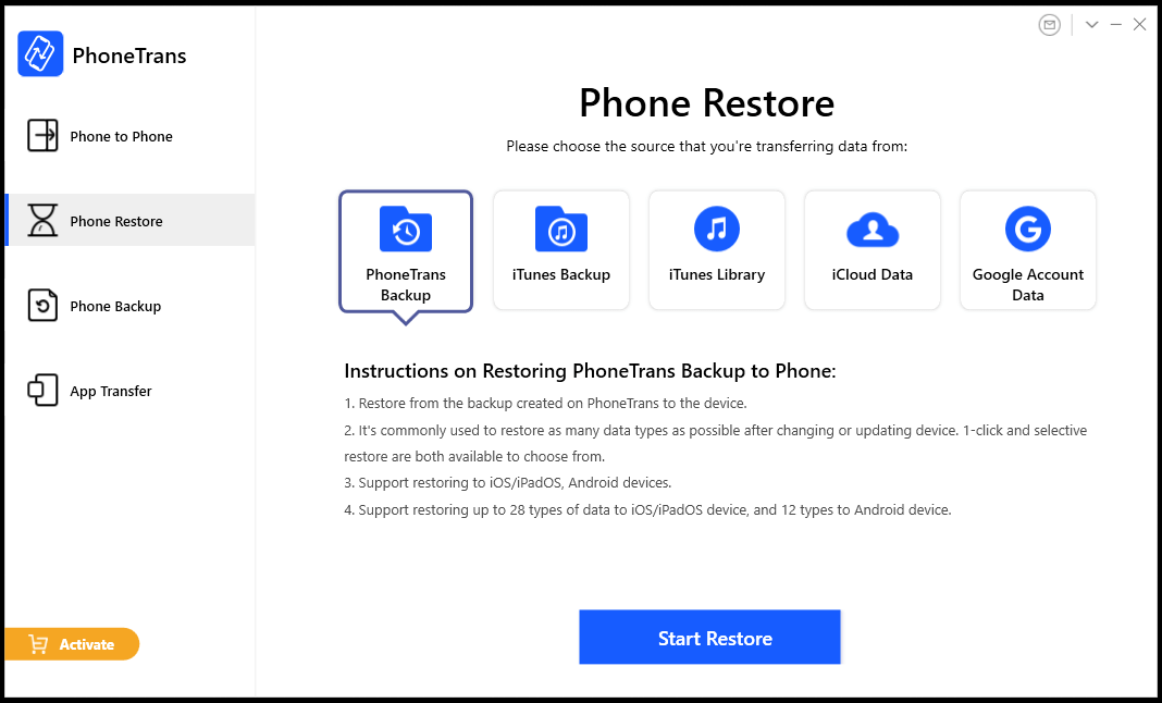 iMobie PhoneTrans Phone Restore